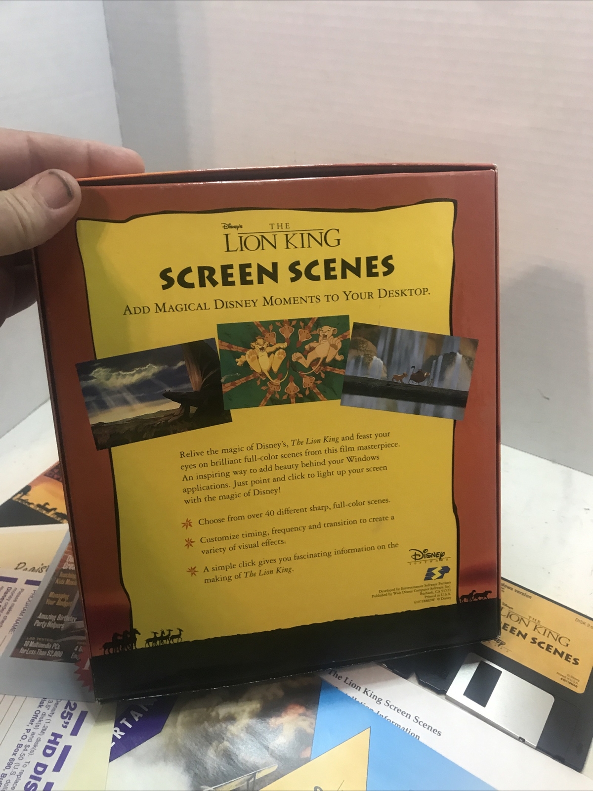 Disney Lion King Screen Scenes for Windows 3.1 – 3.5″ Floppy Disks, 1994 Vintage
