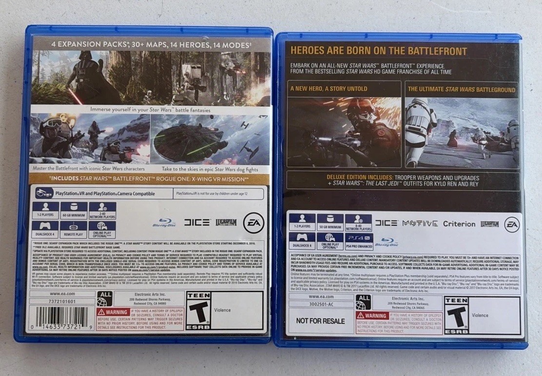 PS4 Star Wars Battlefront 1 & II Game Lot Complete Tested