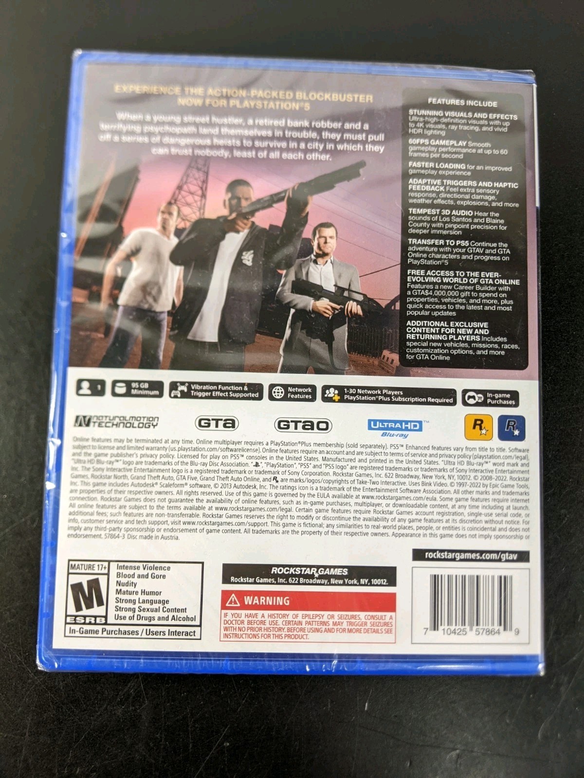 Grand Theft Auto V GTAV (Sony PlayStation 5, 2022) – NEW & Sealed
