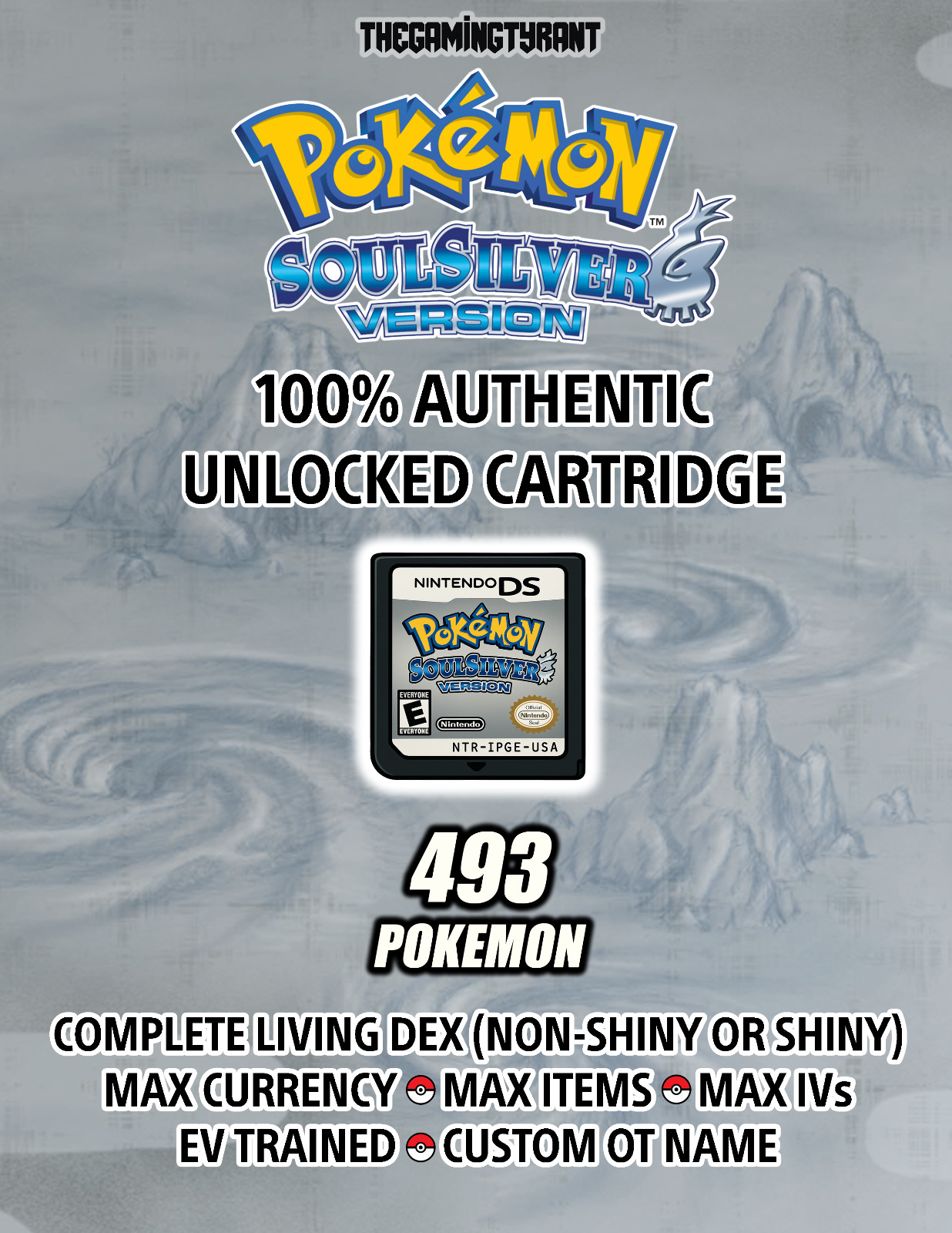 Authentic Unlocked Pokemon SoulSilver – All 493 Pokemon, Max Items and Money