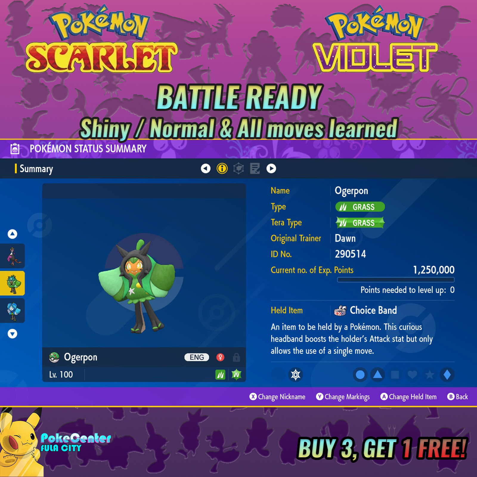 OGERPON ⚡ POKEMON SCARLET VIOLET ⚡ NORMAL ⚡ 6IV BATTLE READY ⚡