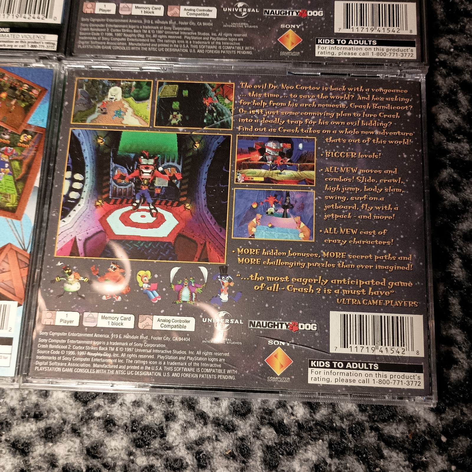 Lot (4) Crash Bandicoot 2 Bash Cortex Strikes Warped Holo Sony PS1 *Tested* – VG
