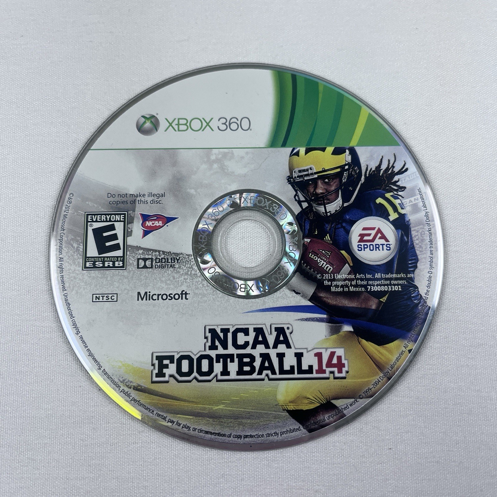 NCAA Football 14 (Microsoft Xbox 360, 2013) Loose Disc Only Tested Sports Game