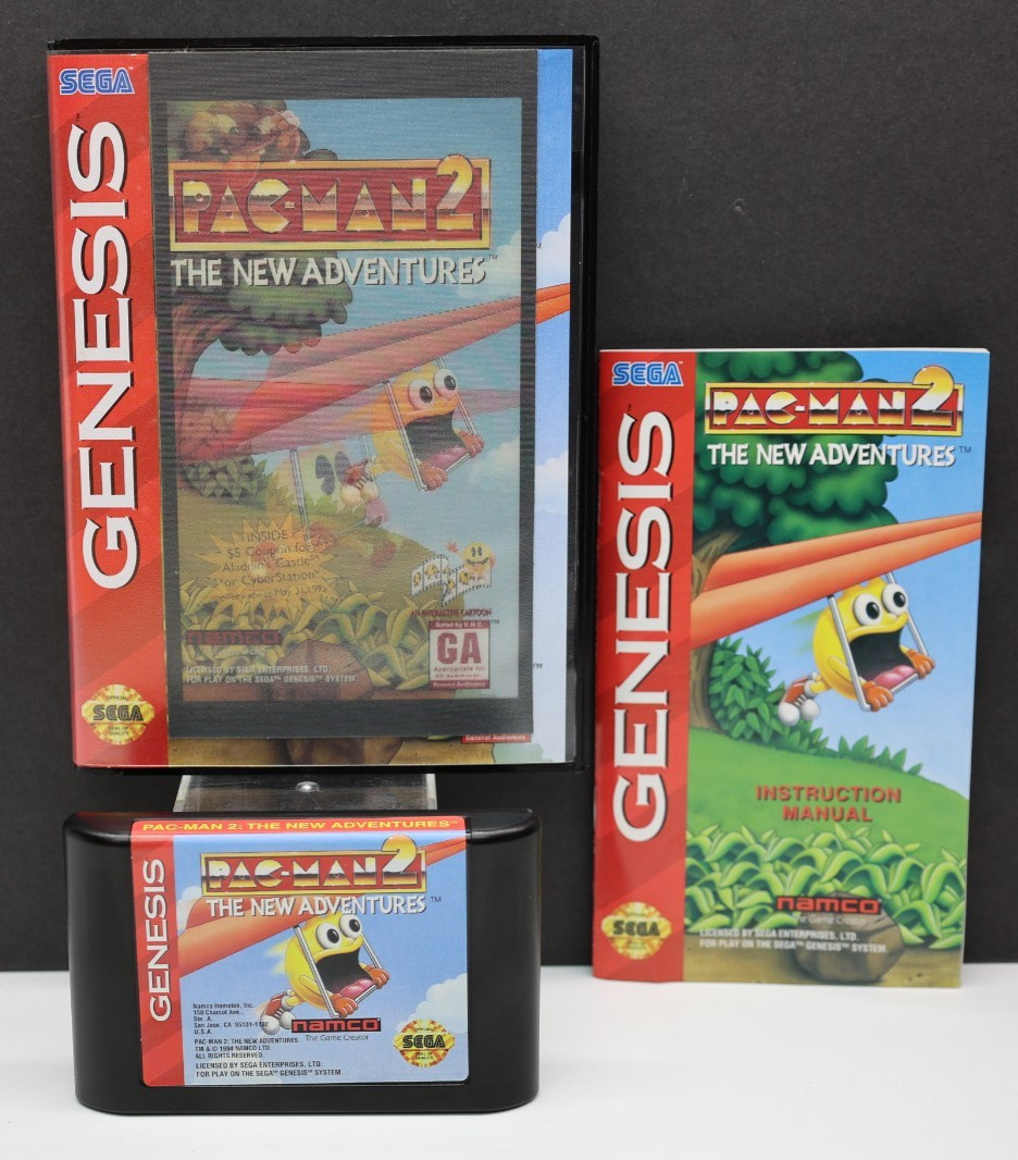Pac-Man 2 The New Adventures Sega Genesis 1994 Holo Lenticular CIB Tested NM