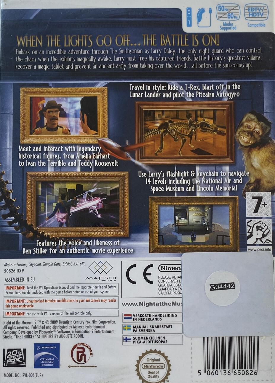 Night at the Museum 2 (2009) Nintendo Wii, Action Adventure Platformer