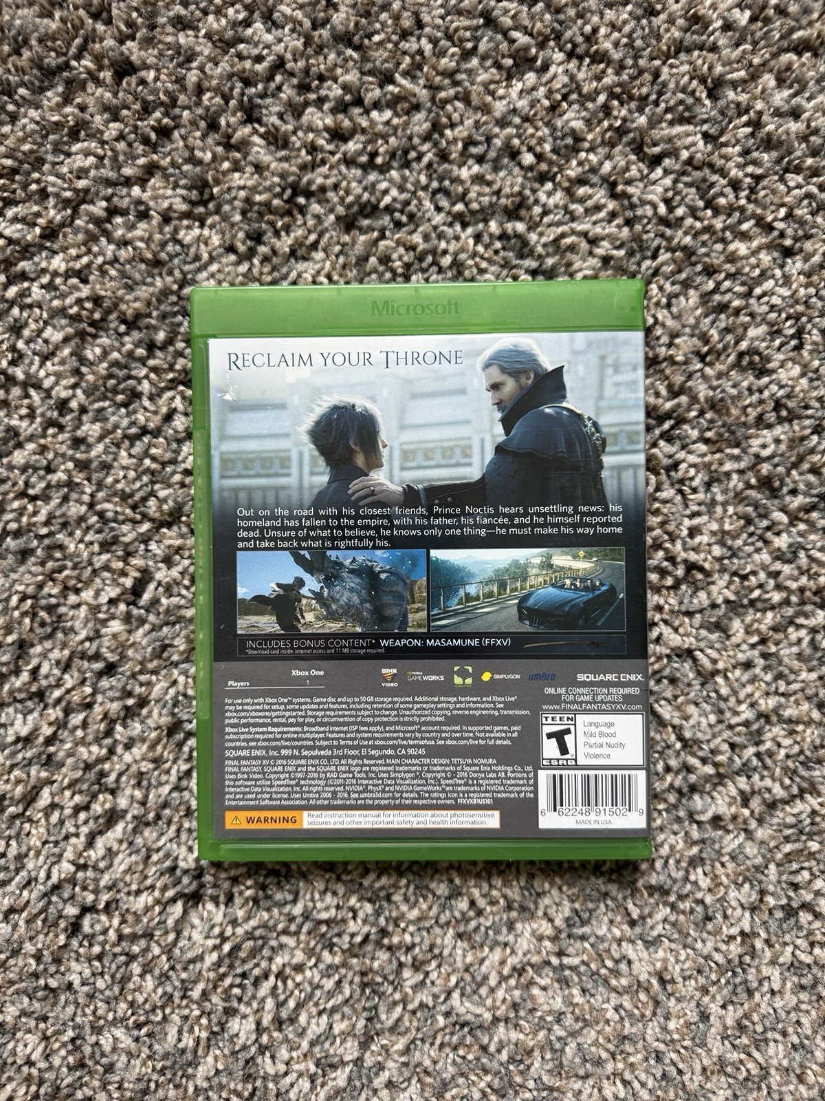 Final Fantasy XV 15 FFXV Day One Xbox One CIB w/ Manual Inserts Tested Working