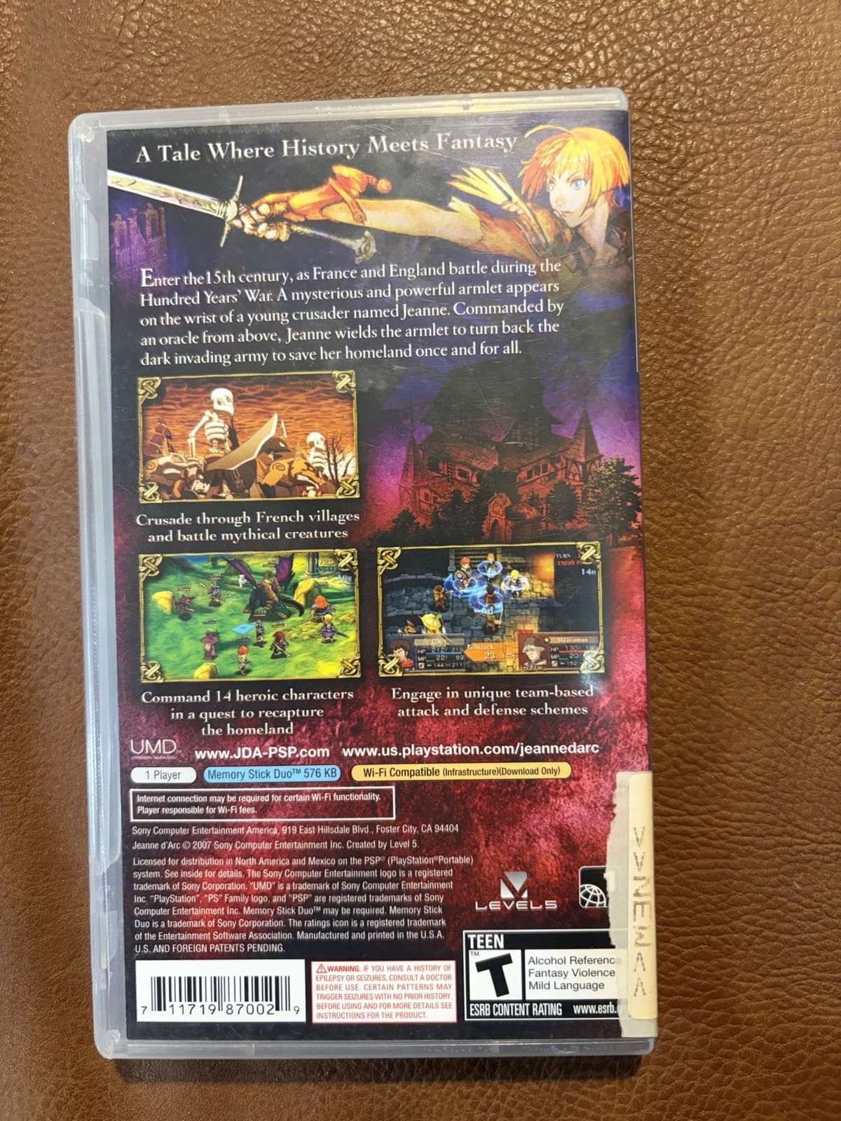 Jeanne d’Arc Sony PSP 2007 T Rated NTSC-U/C Role Playing Strategy*CASE & MANUAL*