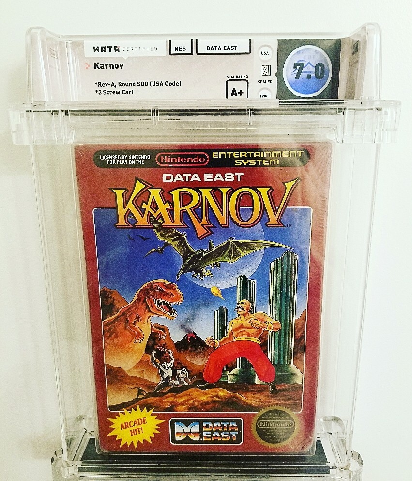 SEALED KARNOV NES WATA 7.0 A+ SEAL, REV-A ROUND SOQ 3 SCREW