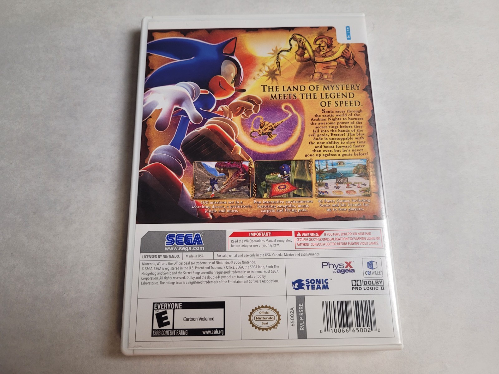 CiB USED TESTED and WORKING Sonic & The Secret Rings / Game – Nintendo Wii