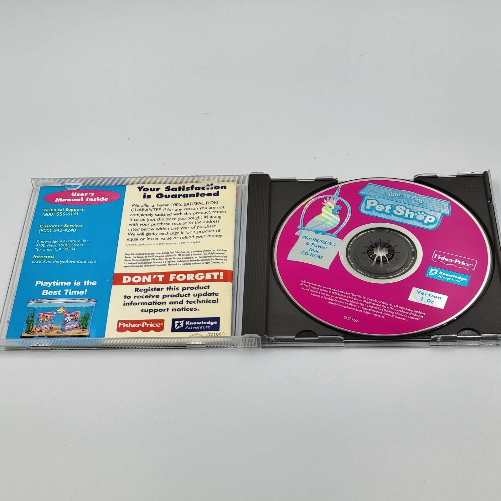 Fisher Price Time to Play Pet Shop Win 95 98 POWER Mac PC VIDEO GAME AGES 4-7