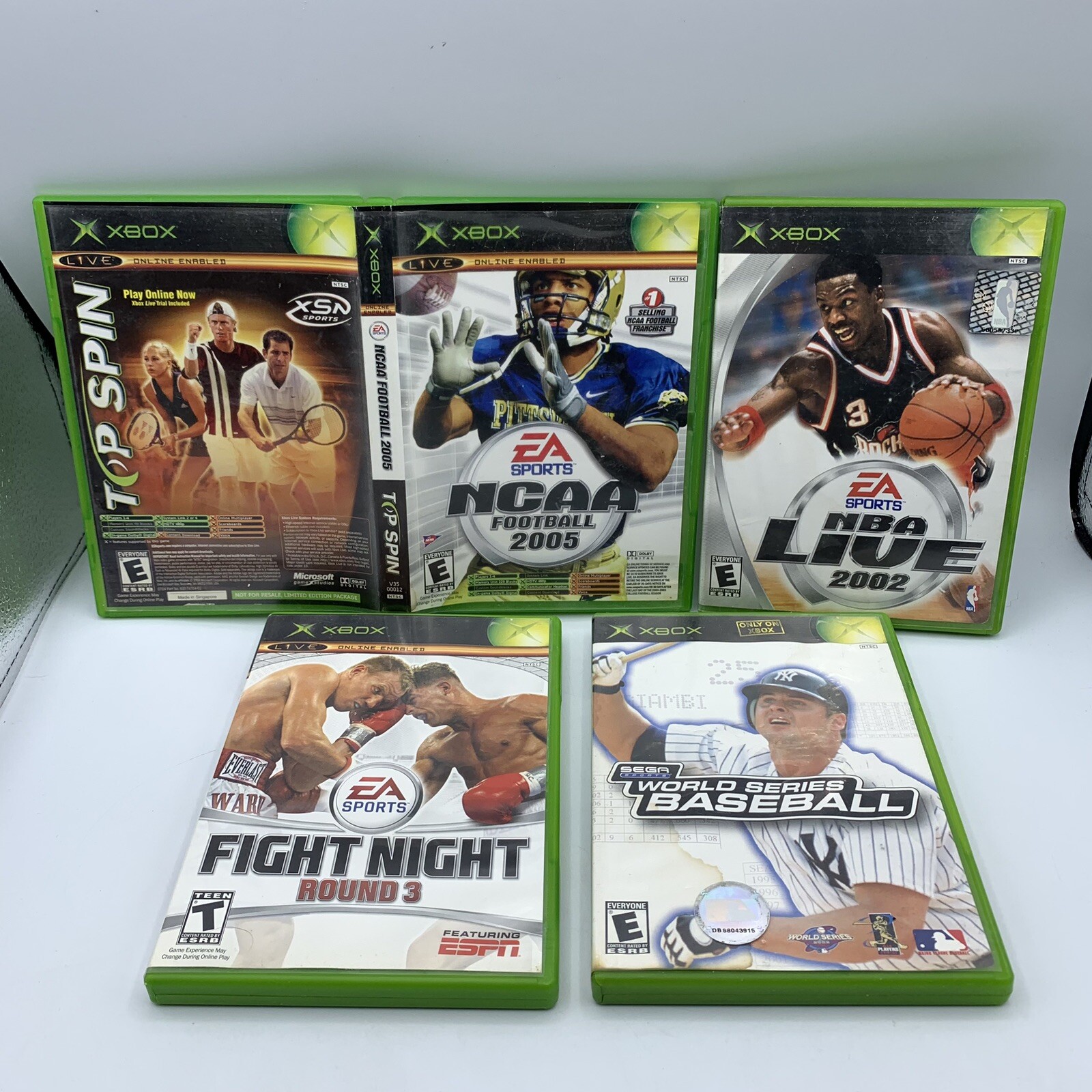 NCAA Football 2005/Top Spin, Fight Night 3, NBA Live 2002, World Series (XBOX)