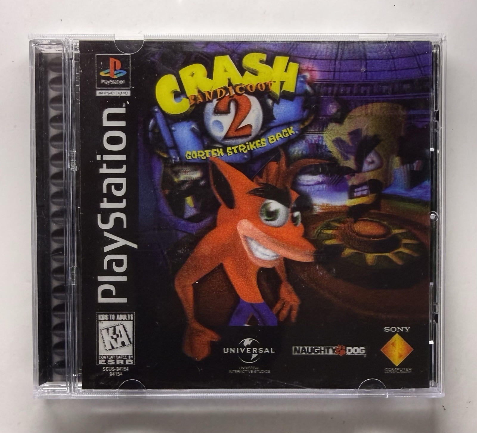 Crash Bandicoot 2 PS1 PlayStation 1 Complete CIB Lenticular/Holo Cover Tested