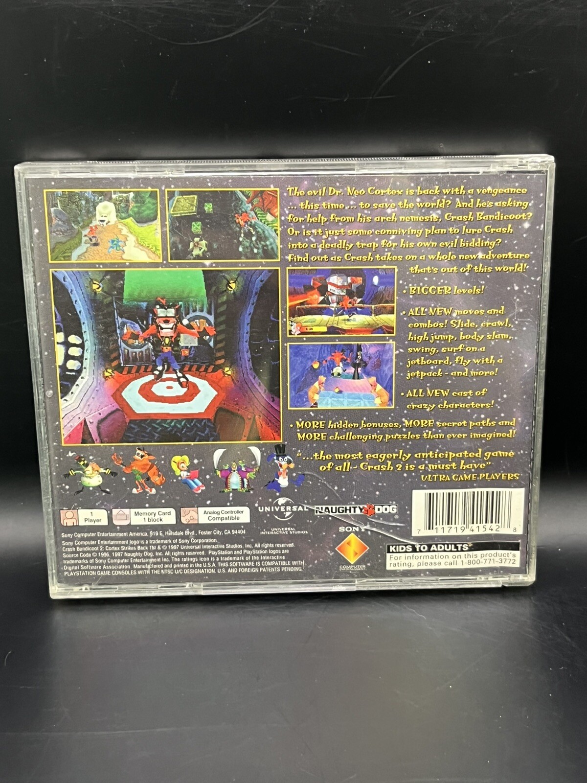 Crash Bandicoot 2 – Sony PlayStation 1 PS1 Black Holo Cover CIB Tested