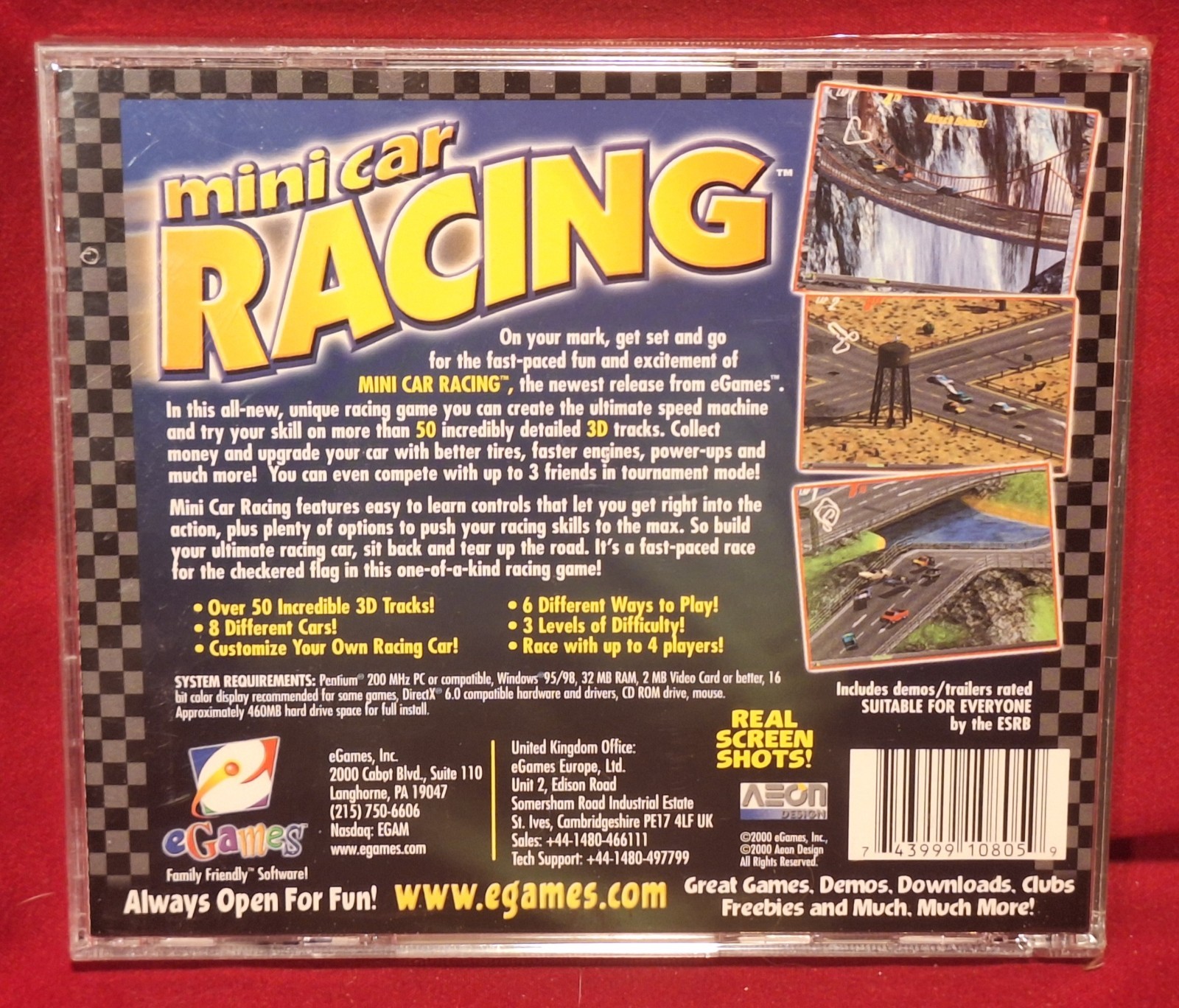 eGames Mini Car Racing Windows 95/98 Over 50 Tracks Sealed