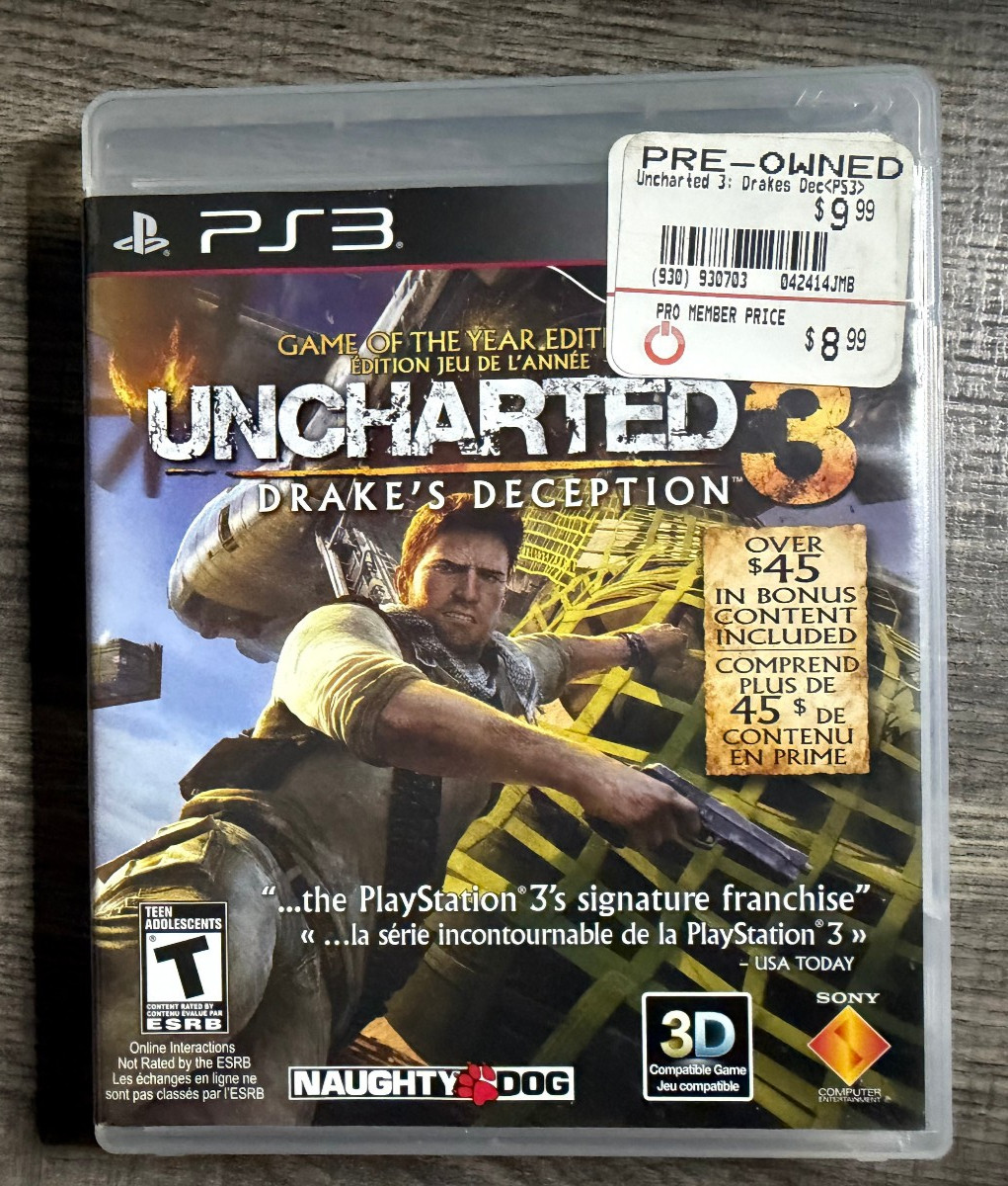 Uncharted 3: Drake’s Deception – Sony PS3 – Naughty Dog – Acceptable Condition