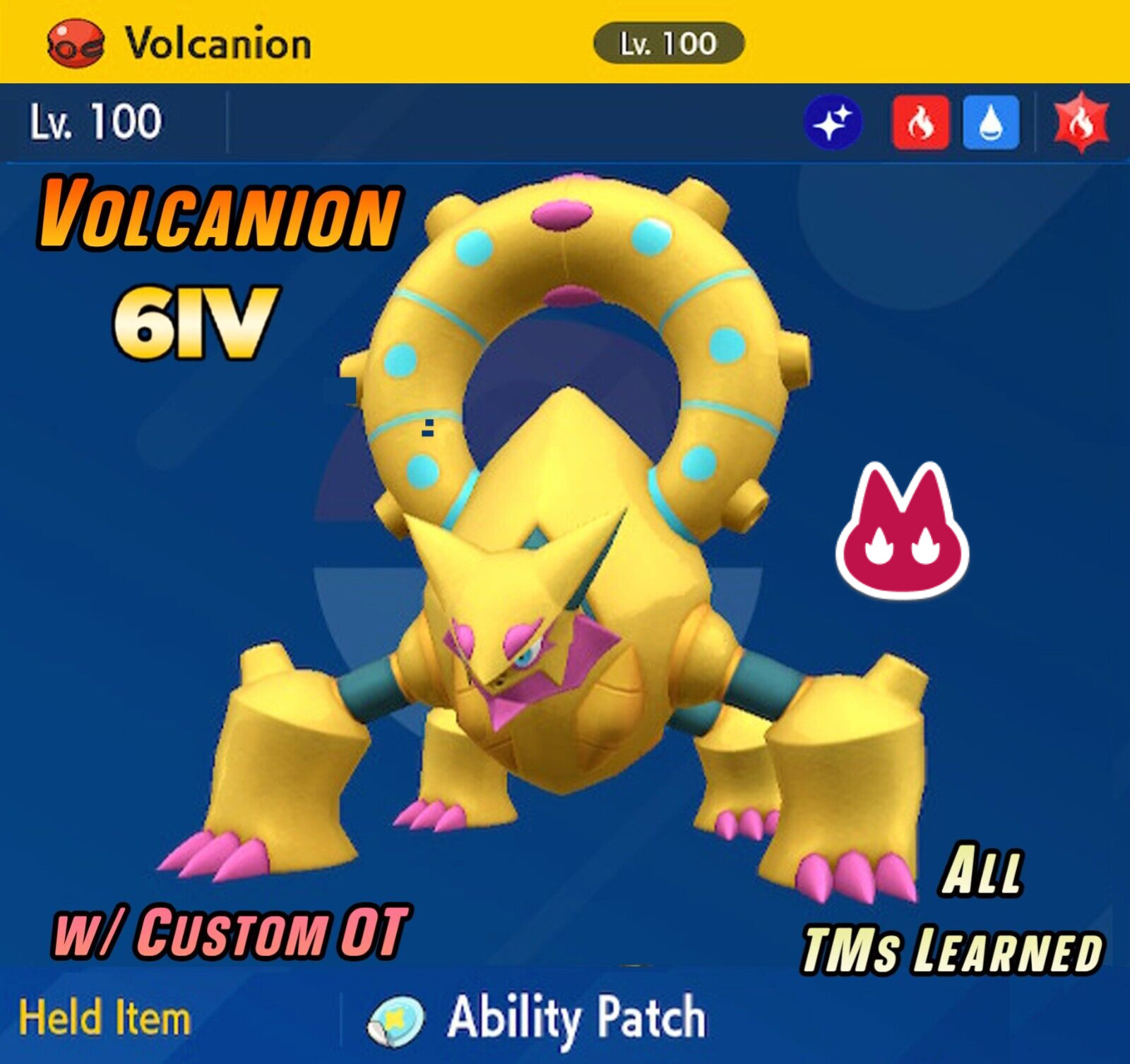VOLCANION ✨ SHINY ALPHA 6IV & EV • Custom OT ✨ Pokemon Scarlet and Violet