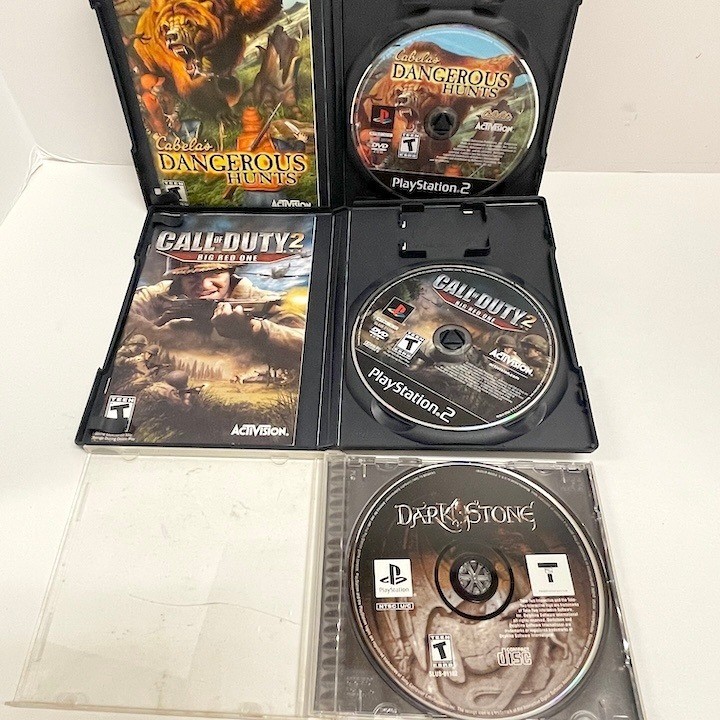 3 Vintage PS2 Ps1 Gems Call of Duty 2 Dangerous Hunts Dark Stone Untested