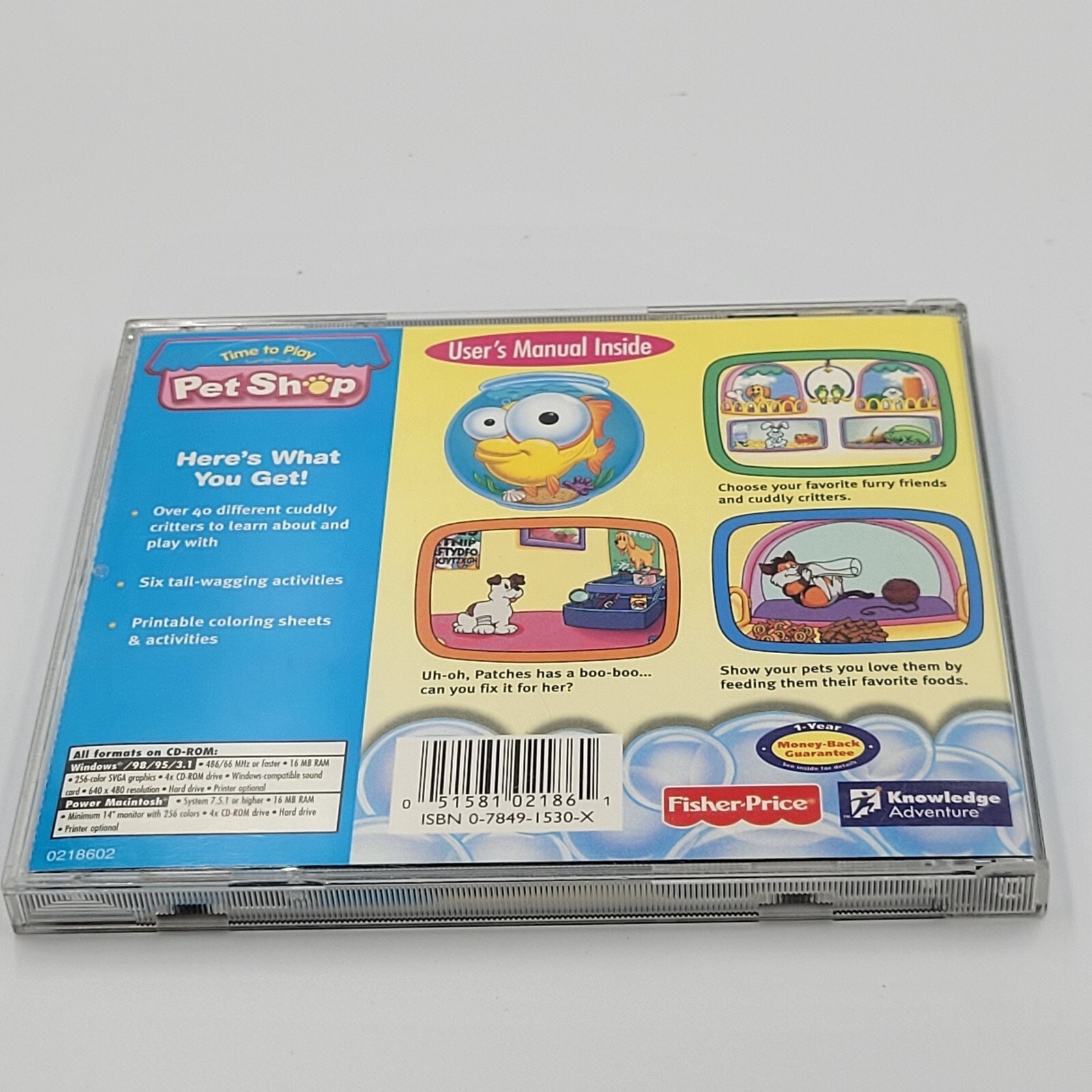 Fisher Price Time to Play Pet Shop Win 95 98 POWER Mac PC VIDEO GAME AGES 4-7