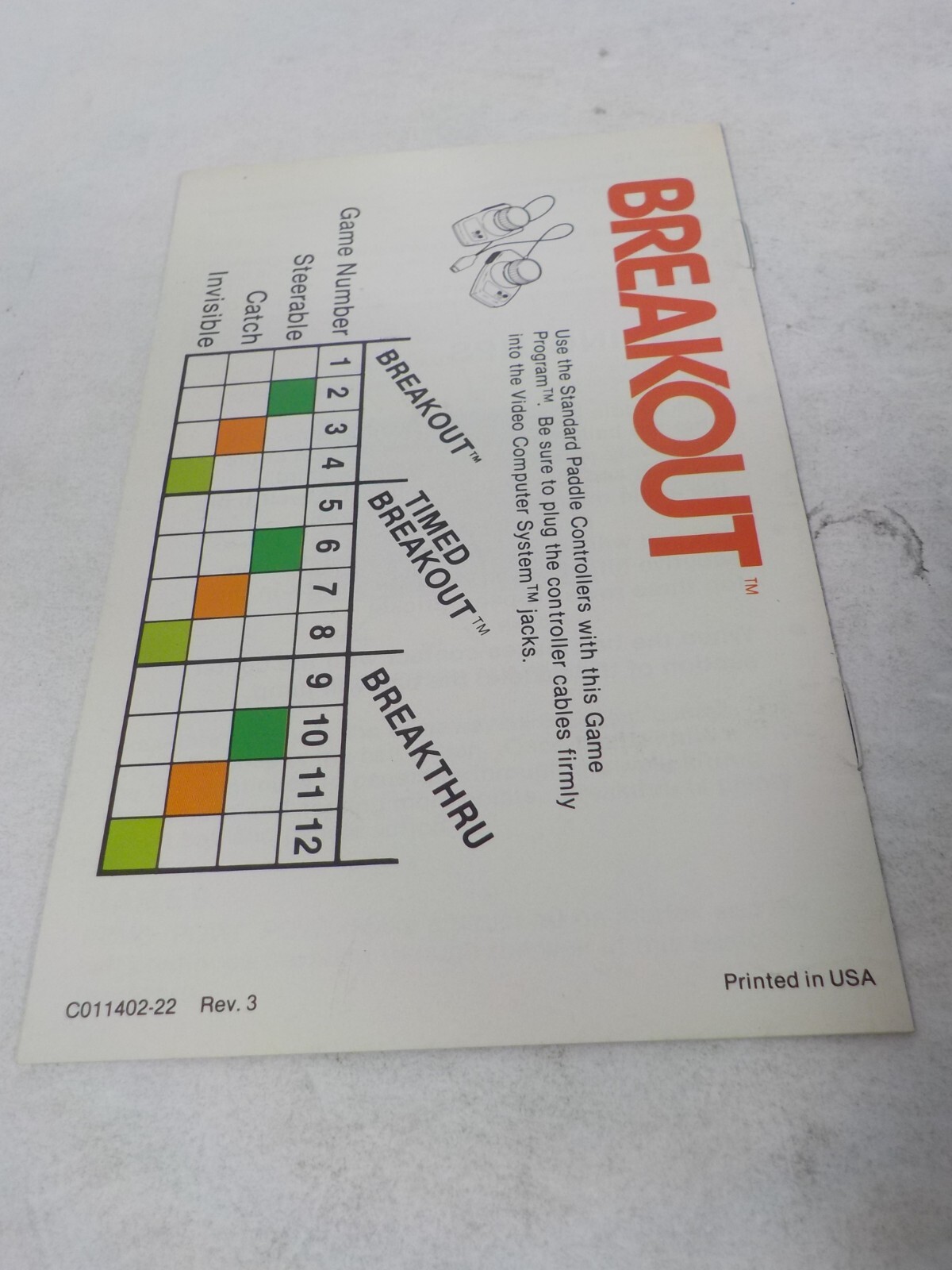 N A129 Atari 2600 Game w/ Manual Lot Breakout & Super Breakout