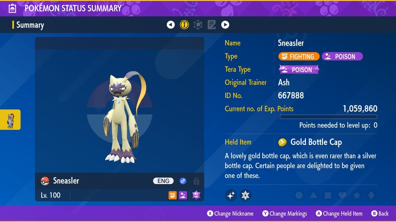 ✨ SHINY SNEASLER ✨ with build for Pokemon Champions! Pokemon Scarlet Violet Home