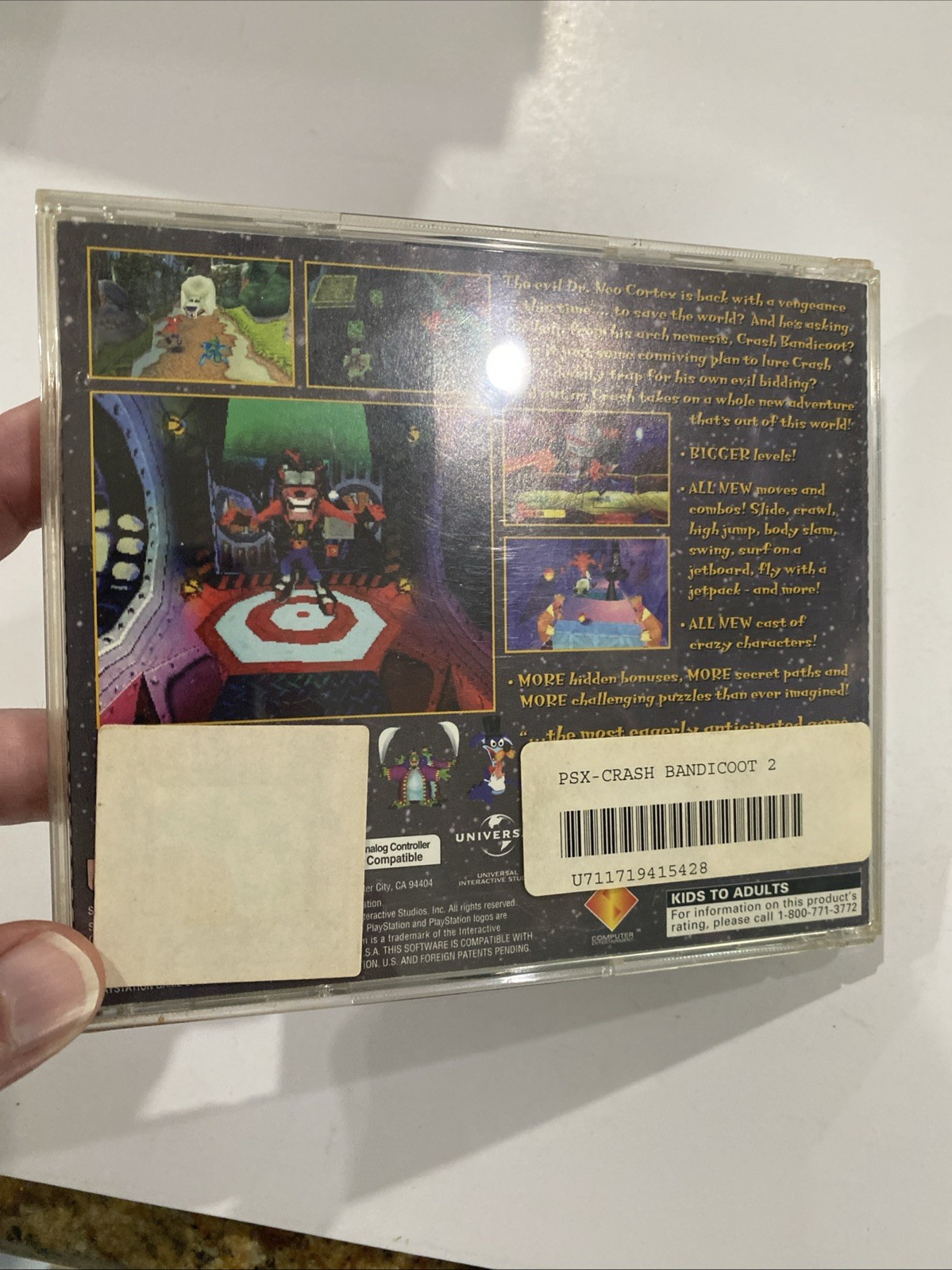 Crash Bandicoot 2: Cortex Strikes Back (Sony PlayStation 1) Holo, No Manual