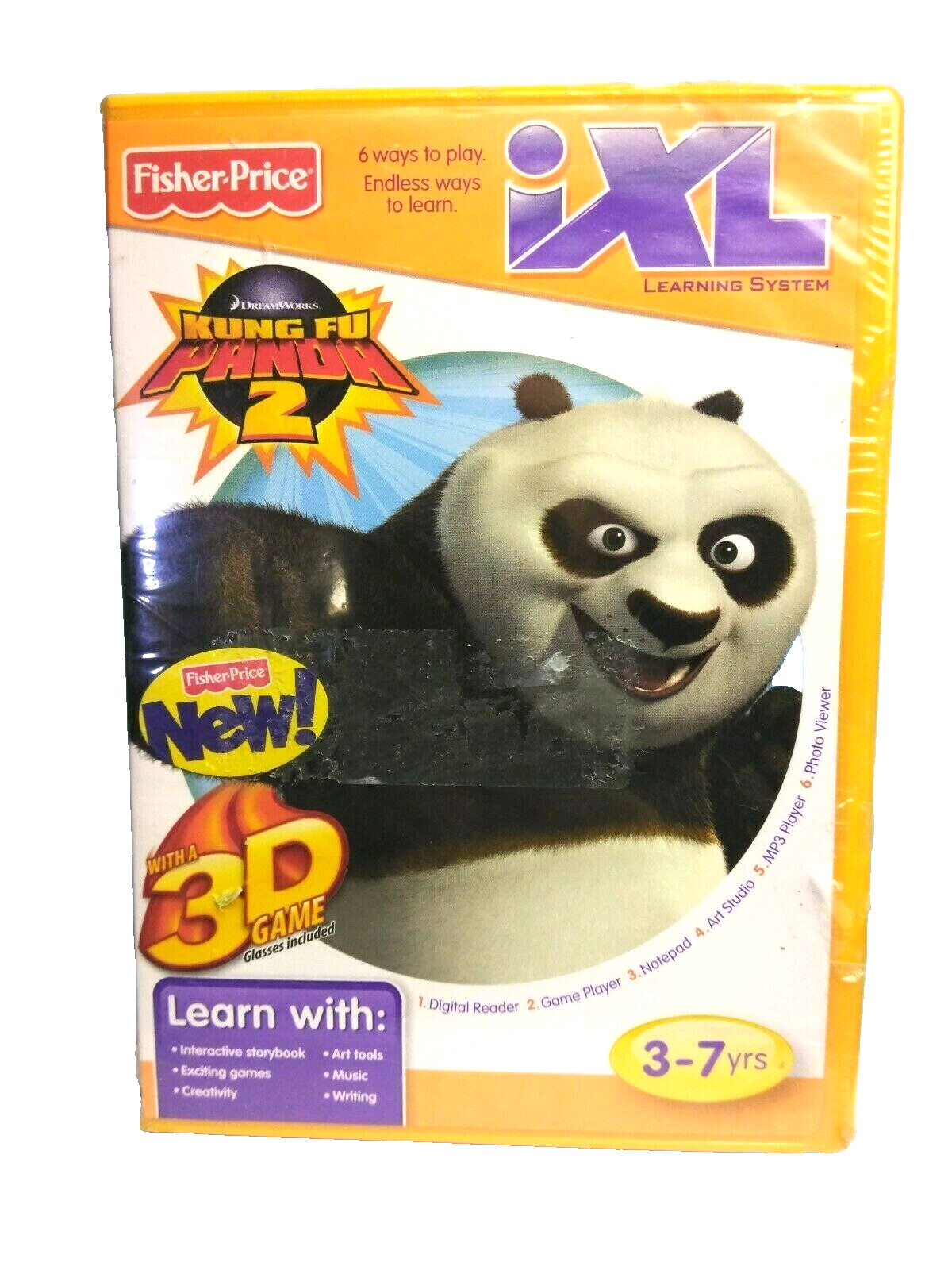 New Sealed Fisher Price Ixl Learning System Kung Fu Panda 2 3d Game Ages 3-7