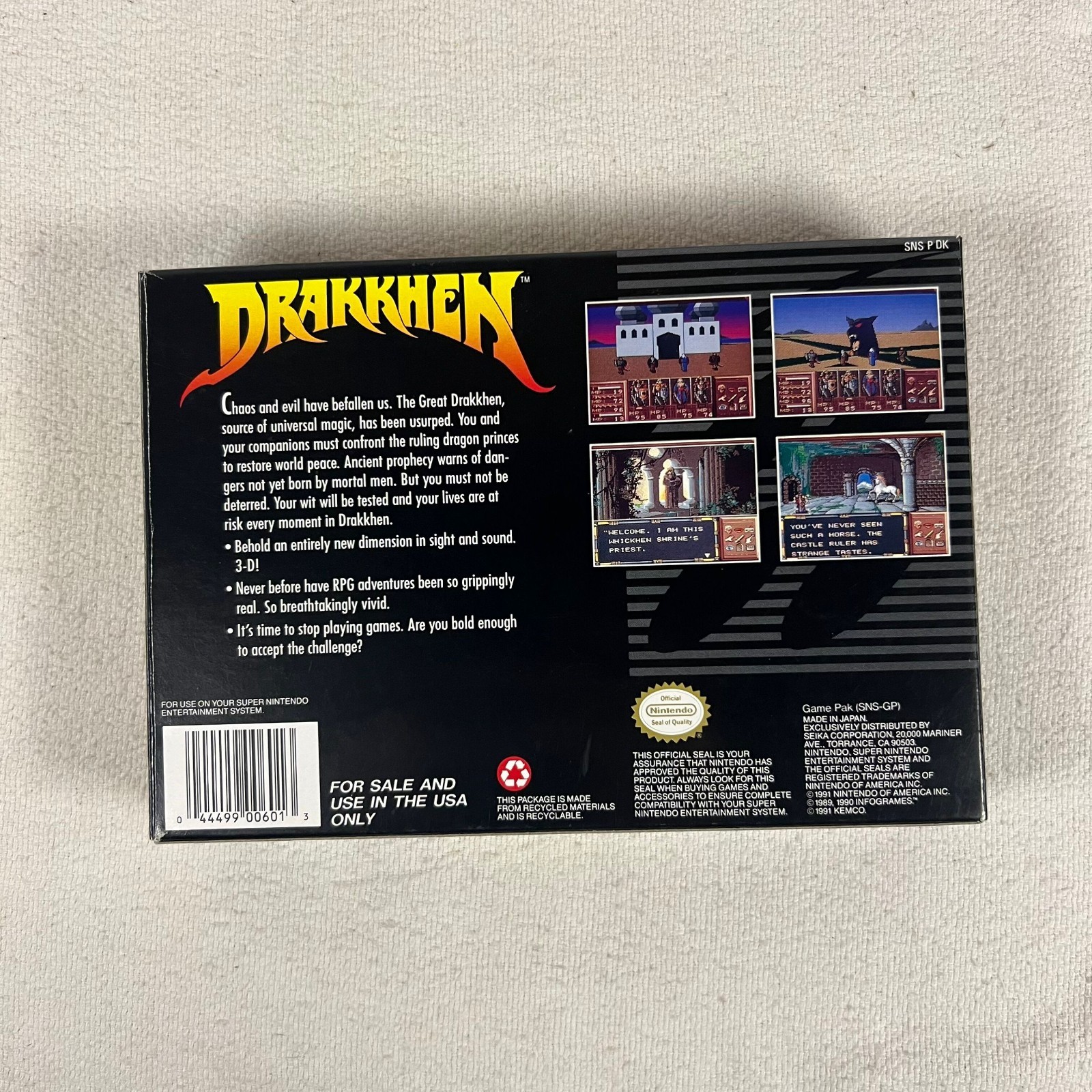 Drakkhen Super Nintendo 1991 SNES CIB Complete Manual
