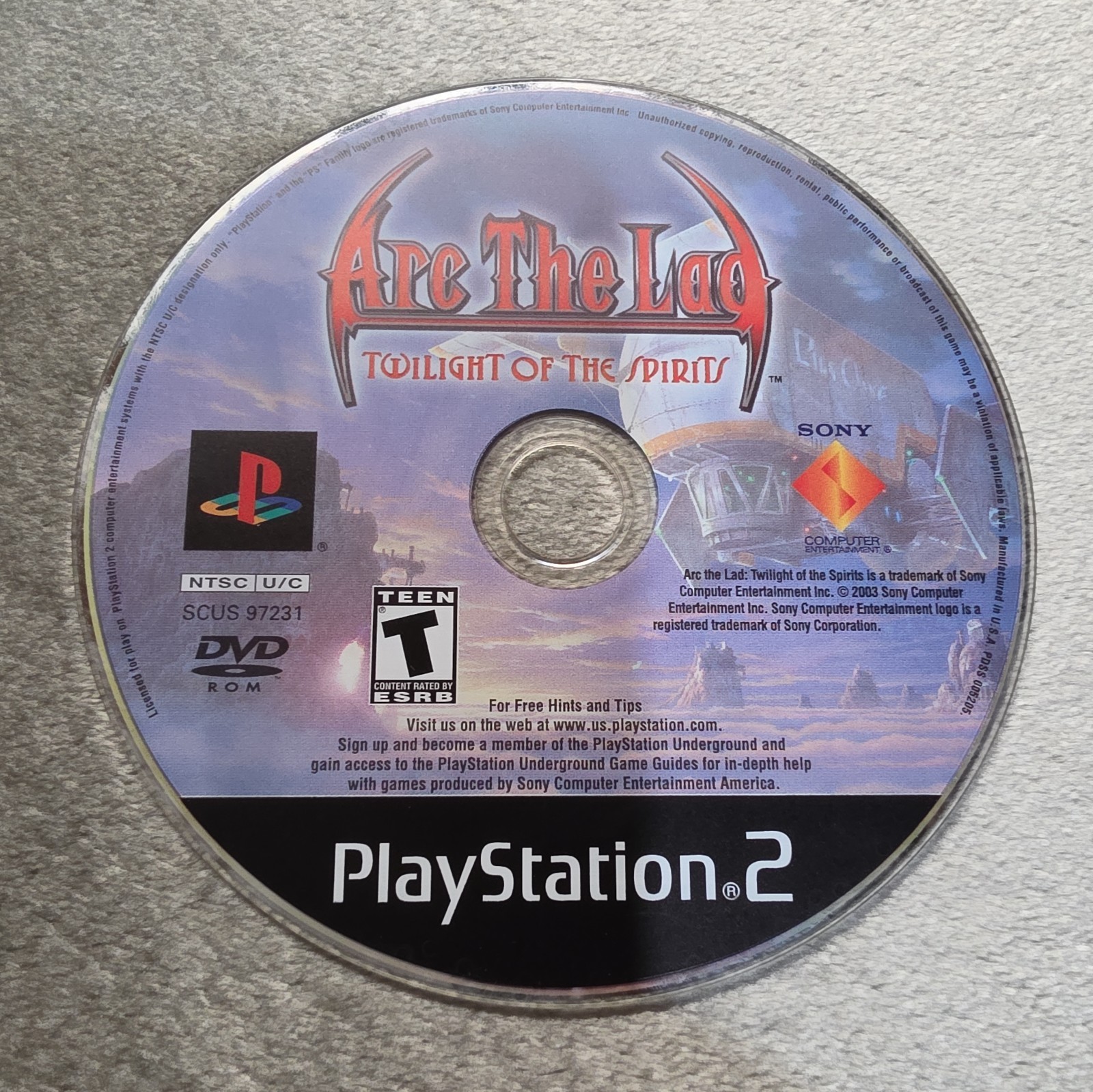 Arc the Lad Twilight of Spirits – PS2 (PlayStation 2), Tested and Working