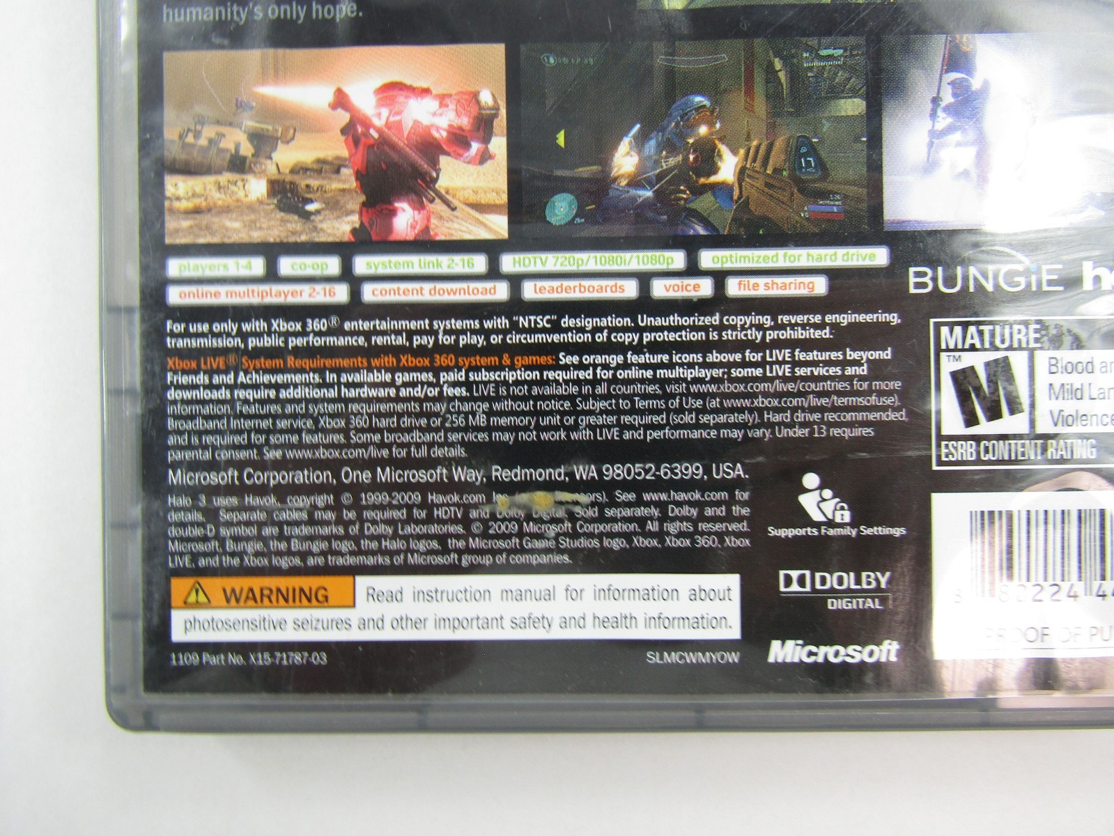 Halo 3 XBOX 360 Platinum Hits Video Game Bungie Microsoft CIB Complete