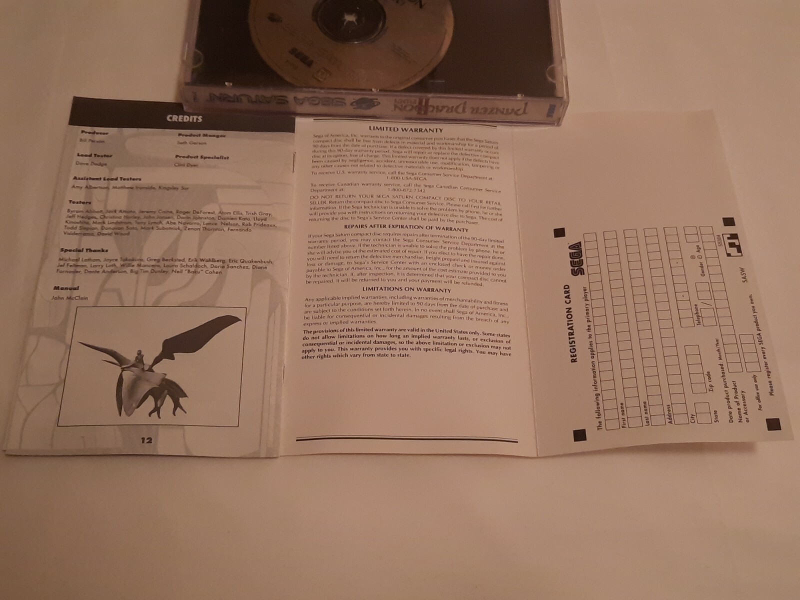 Panzer Dragoon II Zwei(Sega Saturn, 1996)Gd condition*READ DESCRIPTION*U.S Buyer