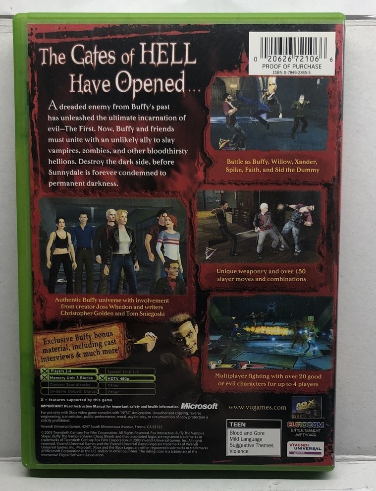 Buffy the Vampire Slayer: Chaos Bleeds (Xbox, 2003) Complete Tested Working